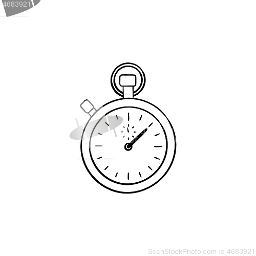 Image of Stopwatch hand drawn outline doodle icon.