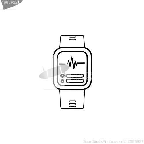 Image of Smartwatch hand drawn outline doodle icon.