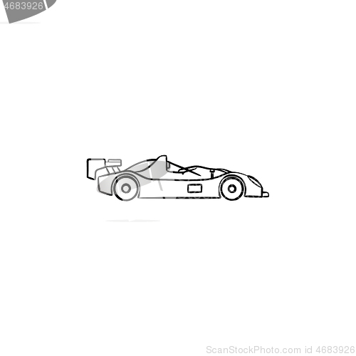 Image of Race car hand drawn outline doodle icon.