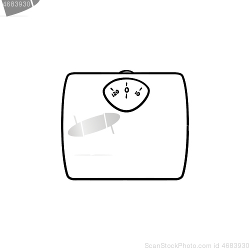 Image of Weight scale hand drawn outline doodle icon.