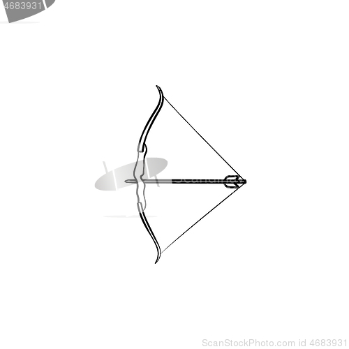 Image of Bow and arrow hand drawn outline doodle icon.