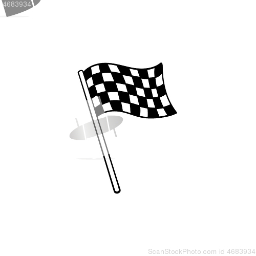 Image of Racing checkered flag hand drawn outline doodle icon.