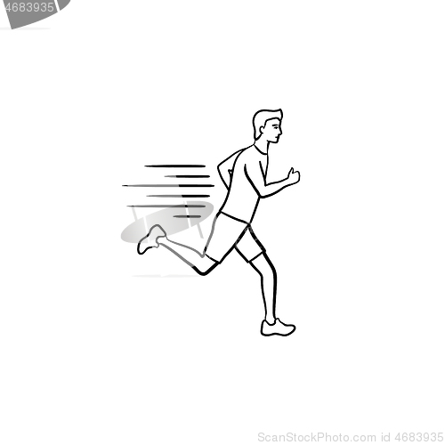 Image of Running man hand drawn outline doodle icon.