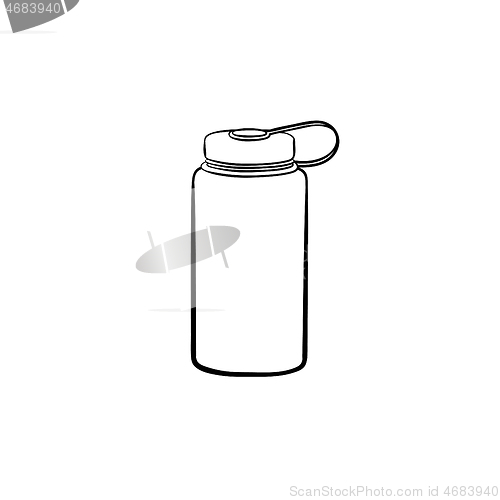 Image of Sports water bottle hand drawn outline doodle icon.