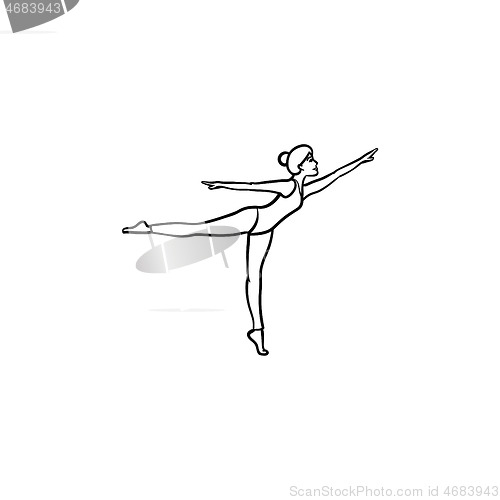 Image of Woman dancing hand drawn outline doodle icon.