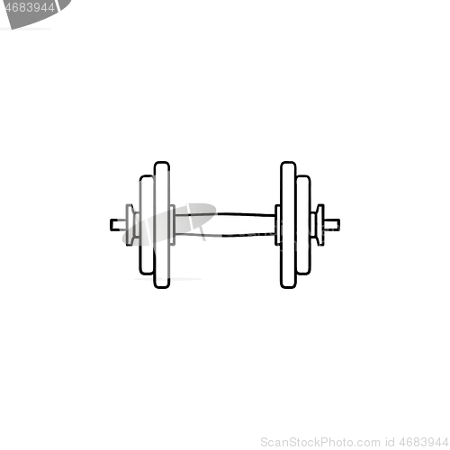 Image of Dumbbell for gym hand drawn outline doodle icon.