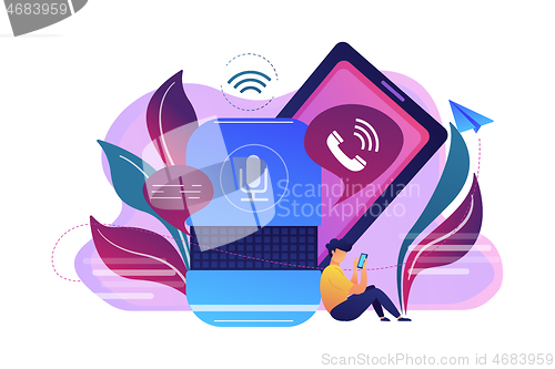 Image of Hands-free phone calling concept vector illustration.