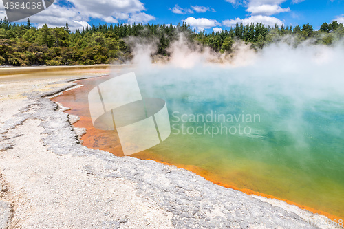 Image of hot sparkling lake in New Zealand