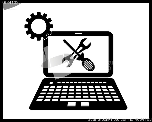 Image of computer repair icon in black colors