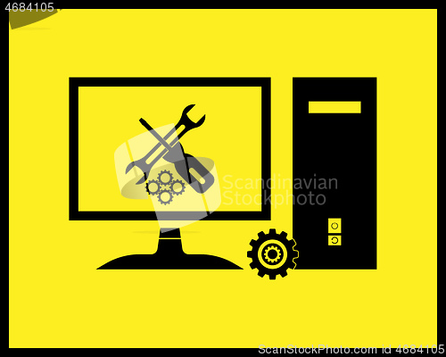 Image of repair desktop computer icon