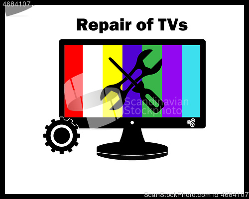 Image of repair of television in black and color tones