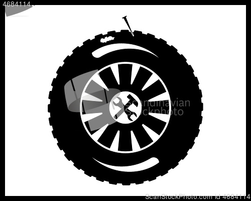 Image of auto wheel repair icon in black tone