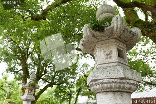 Image of Japanese garden and stone lantern