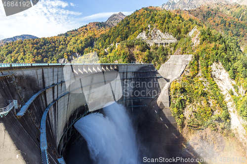 Image of Kurobe Dam and rainbow