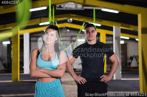 Image of portrait of athletes at cross fitness gym