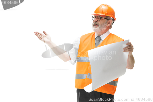 Image of The builder in orange helmet isolated on white