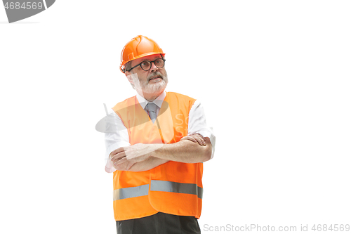 Image of The builder in orange helmet isolated on white