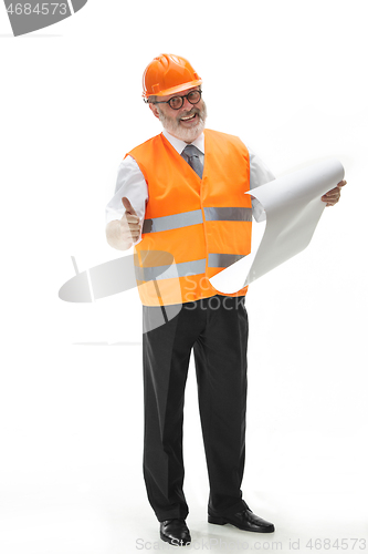 Image of The builder in orange helmet isolated on white