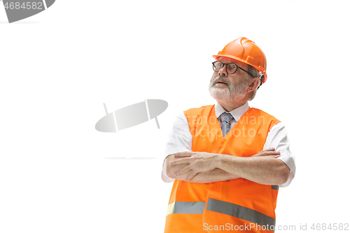 Image of The builder in orange helmet isolated on white