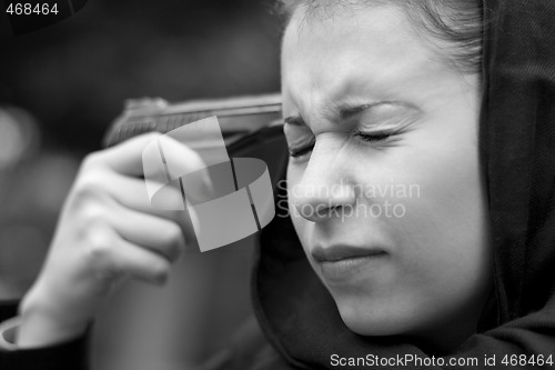 Image of suicide woman in black