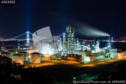 Image of Industrial factory at night