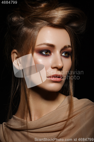 Image of beautiful girl with smoky eye make up