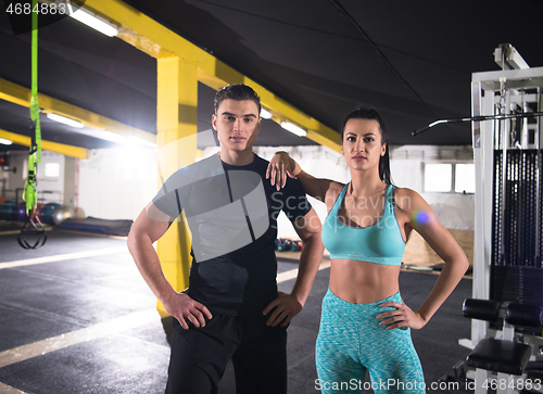 Image of portrait of athletes at cross fitness gym