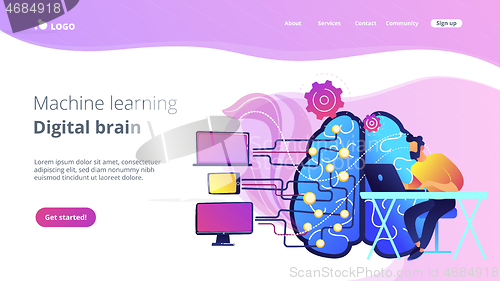 Image of Artificial intelligence concept vector landing page.