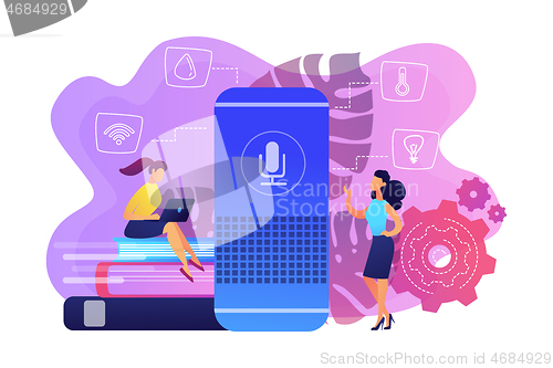 Image of Smart home hub and home assistant concept vector illustration.