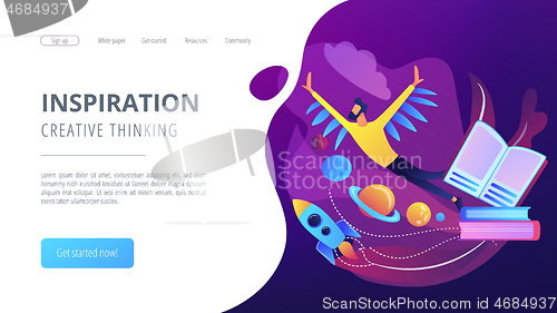 Image of Inspiration and creative thinking landing page.