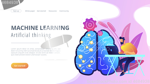 Image of Artificial intelligence concept vector landing page.