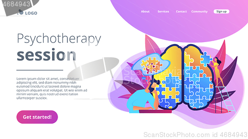 Image of Psychotherapy session landing page vector illustration.