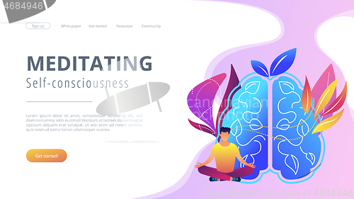 Image of Meditating and self-consciousness concept landing page.