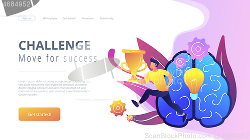 Image of Challenge and move for success concept landing page.