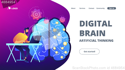 Image of Artificial intelligence concept vector landing page.