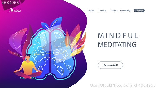Image of Mindful meditating concept landing page.