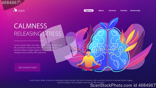 Image of Calmness and releasing stress concept landing page.