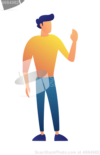 Image of Young businessman waving his hand vector illustration.