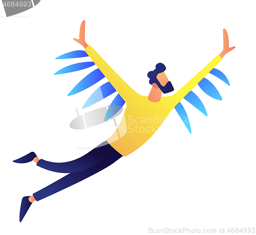 Image of Businessman flying up vector illustration.