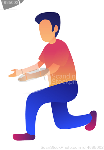 Image of Businessman standing on one knee vector illustration.