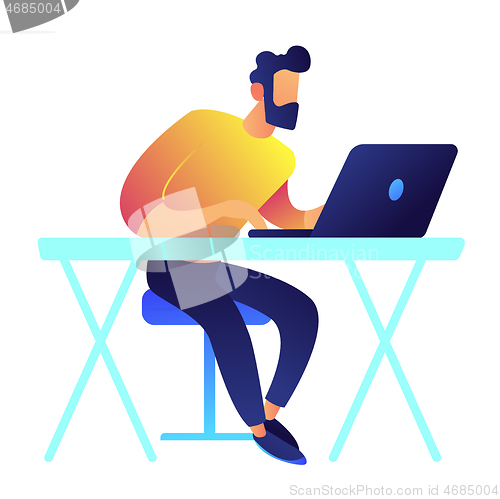 Image of Programmer working on laptop vector illustration.