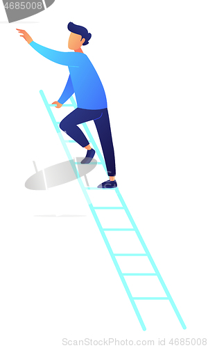 Image of Businessman climbing up the ladder vector illustration.