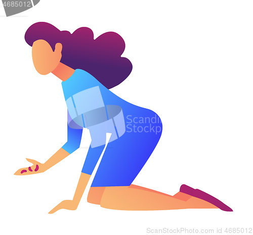 Image of Woman with seeds in the hand planting vector illustration.