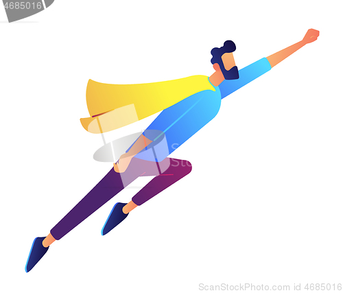 Image of Businessman flying up in superhero suit vector illustration.