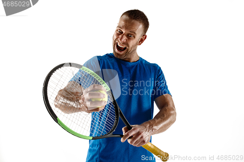 Image of Tennis player crouching down looking defeated and sad