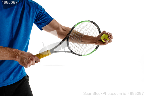 Image of Tennis player crouching down looking defeated and sad