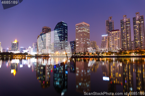 Image of Bangkok Skyline skyscrapers at Benchakitti Park