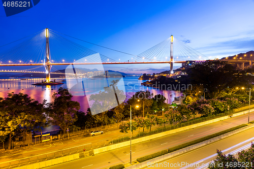 Image of Bridge in Hong Kong at sunset