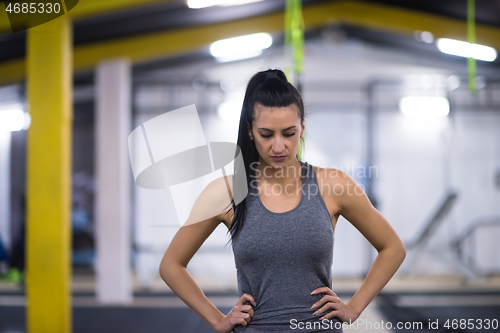 Image of portrait of woman at cross fitness gym