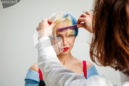 Image of Picture showing adult woman at the hair salon